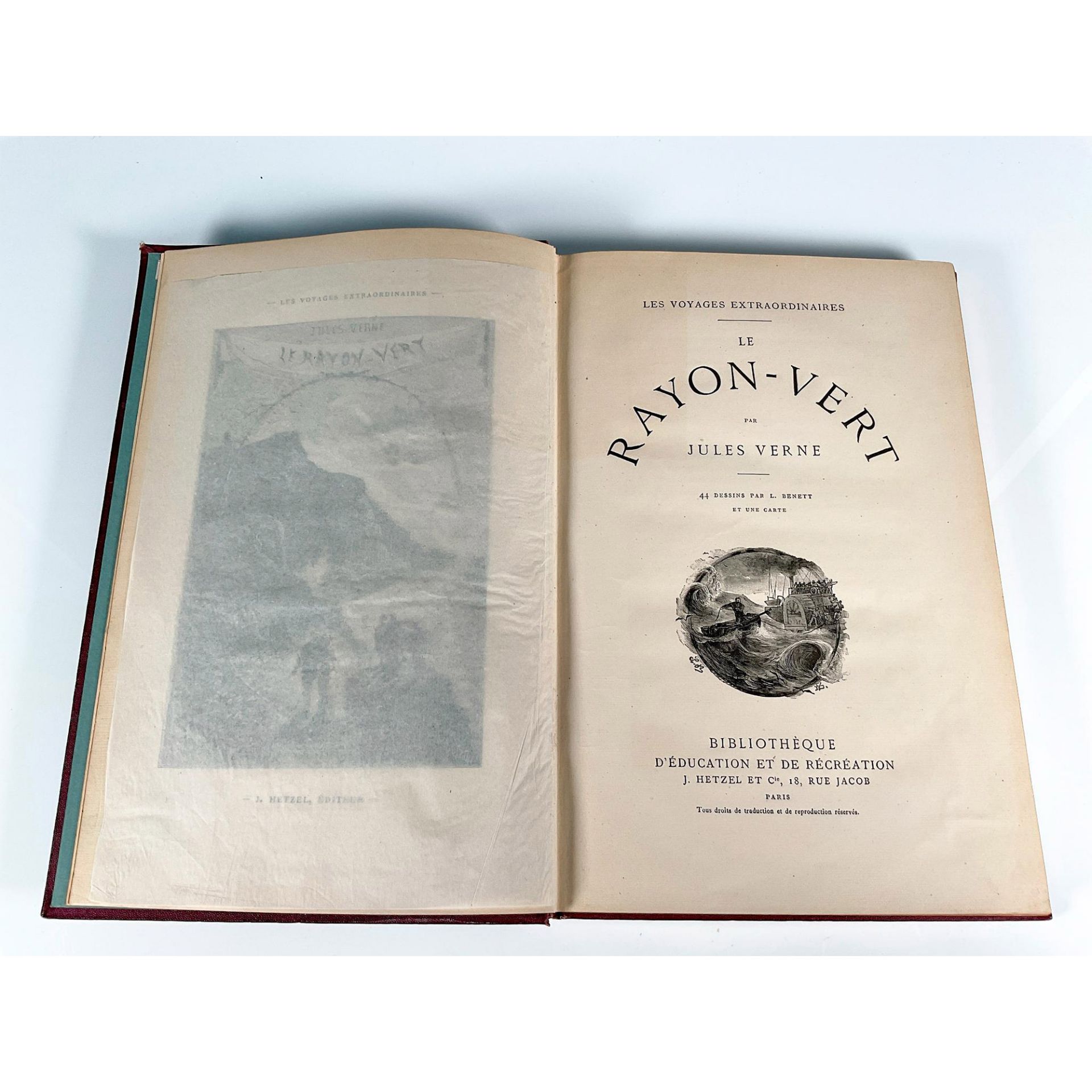 Jules Verne, Le Rayon Vert, Initiales Dorees JV, Brown Cover - Image 2 of 4