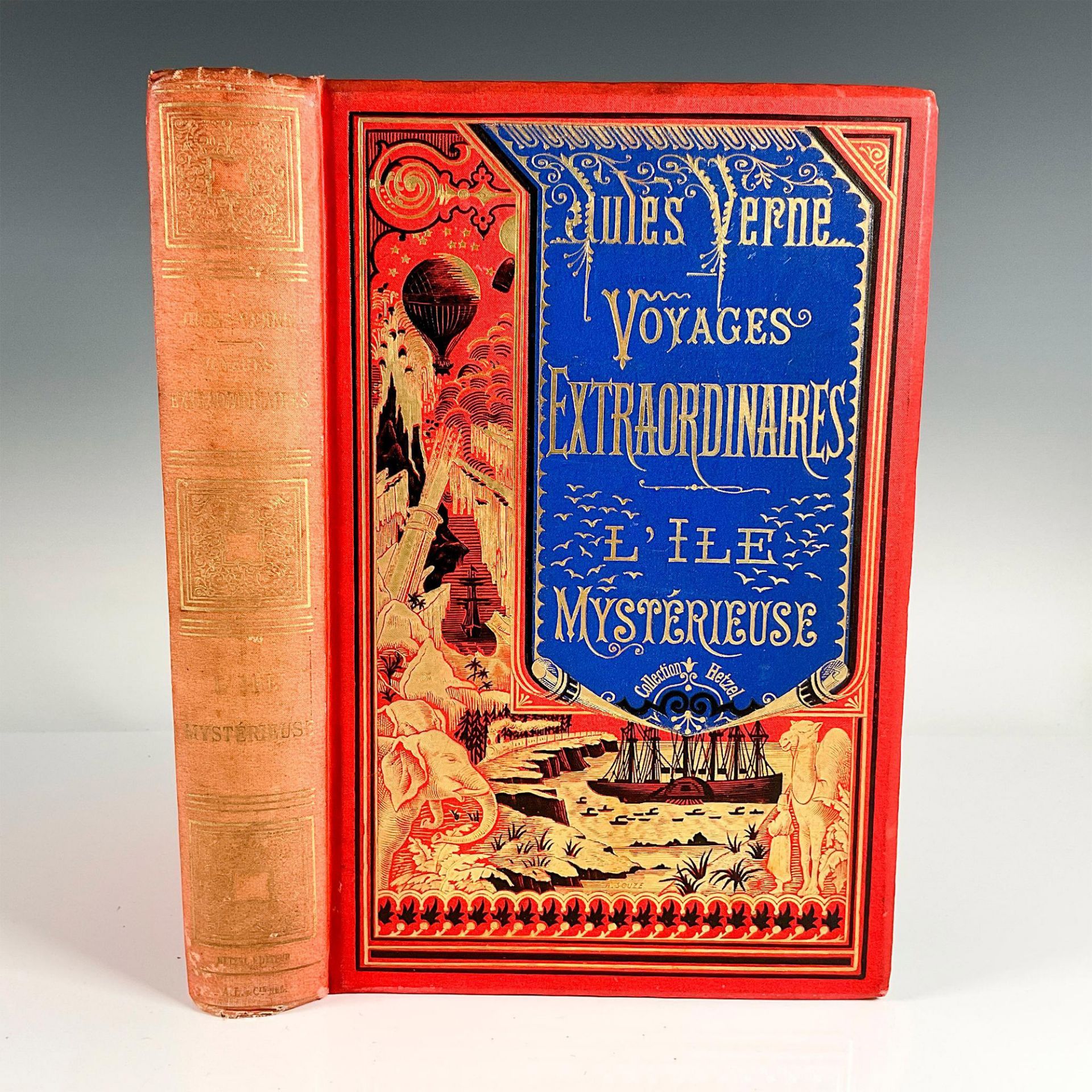 Jules Verne, L'ile Mysterieuse, A La Banniere, Red Cover