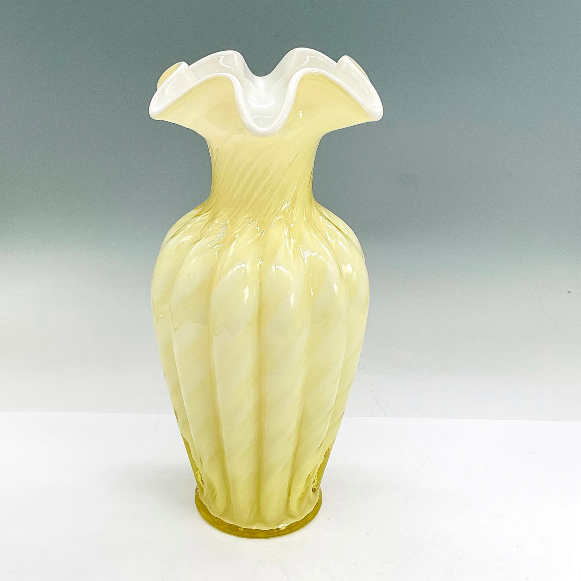 Fenton Glass Yellow and White Candle Glow Vase - Image 2 of 3