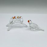 2pc Swarovski Crystal Figurines, Parrot and Lovebirds Baby