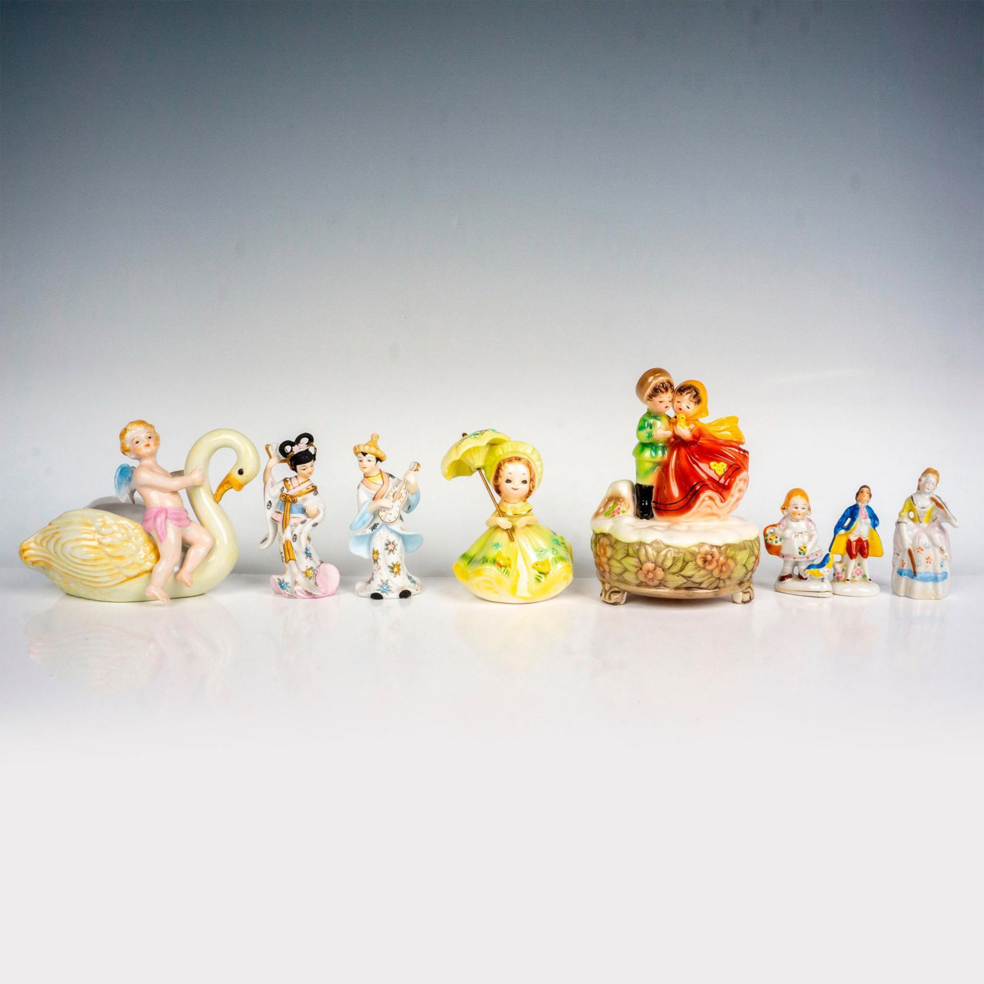 8pc Japanese Porcelain Figurines + Dish