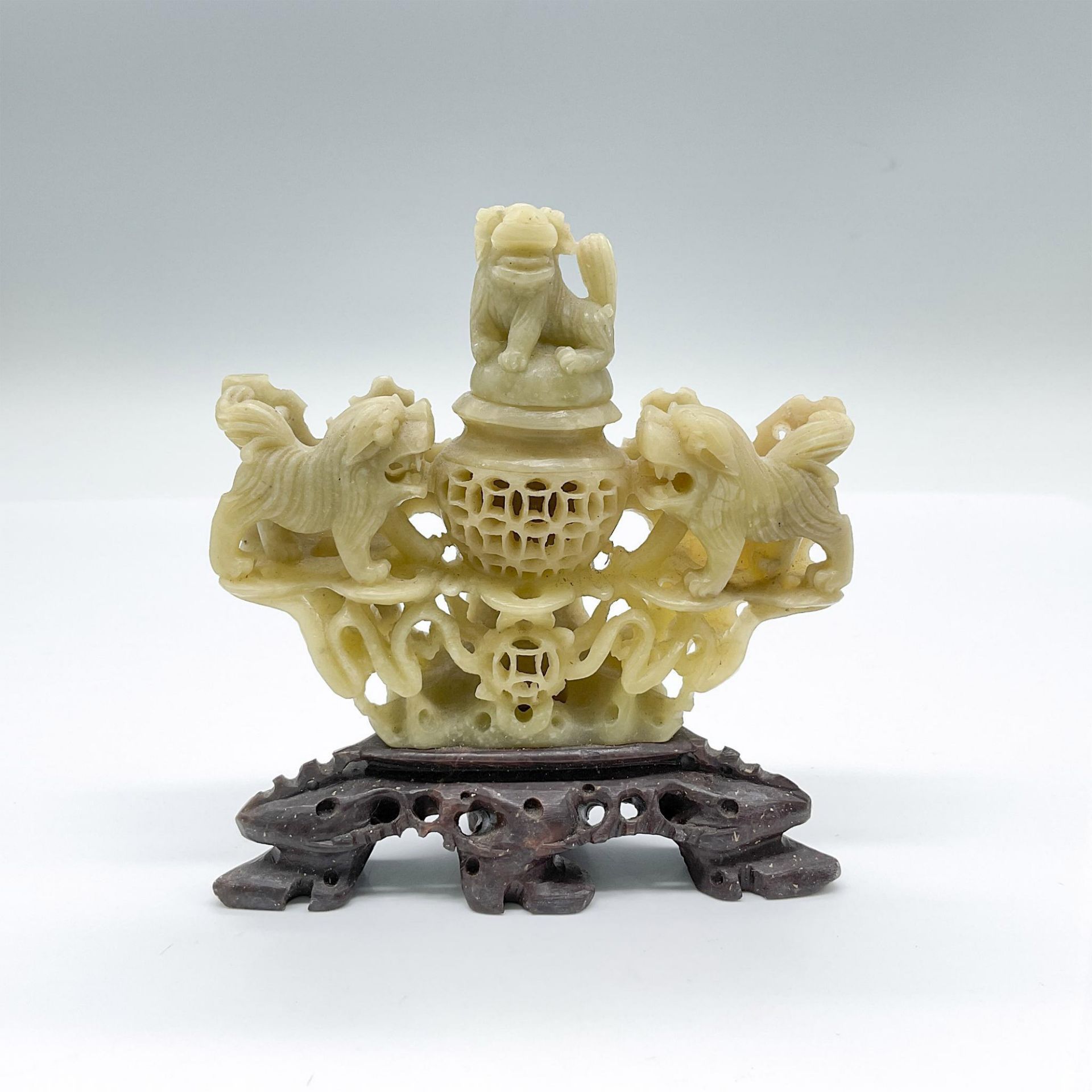 Republic of China Soapstone Foo Dogs Incense Burner