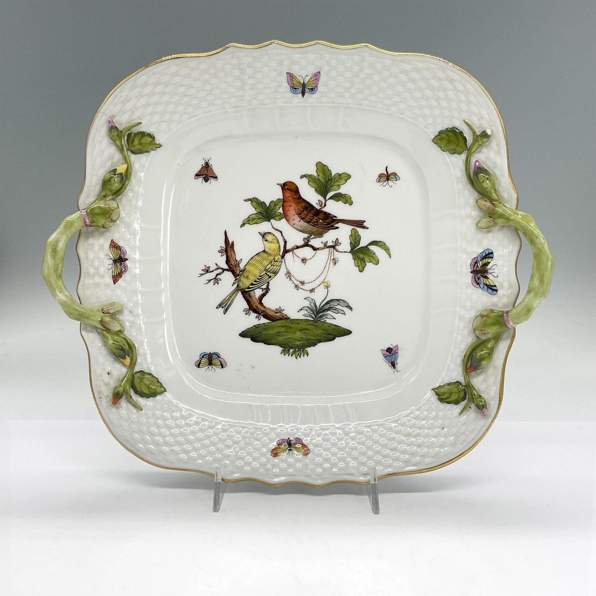 Herend Porcelain Serving Plate, Flowers and Butterflies