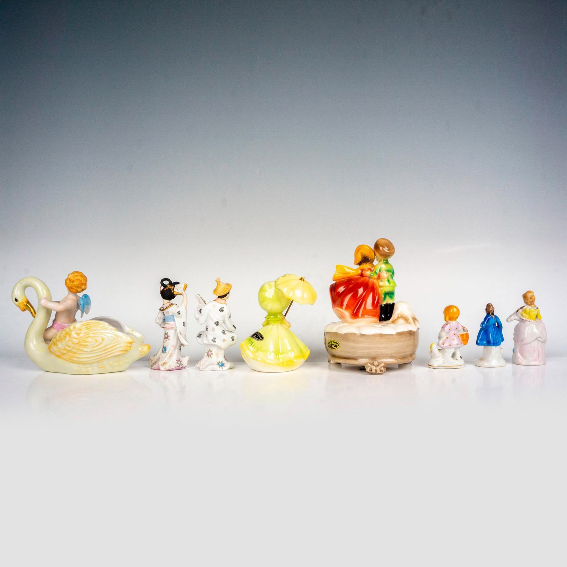 8pc Japanese Porcelain Figurines + Dish - Image 2 of 3