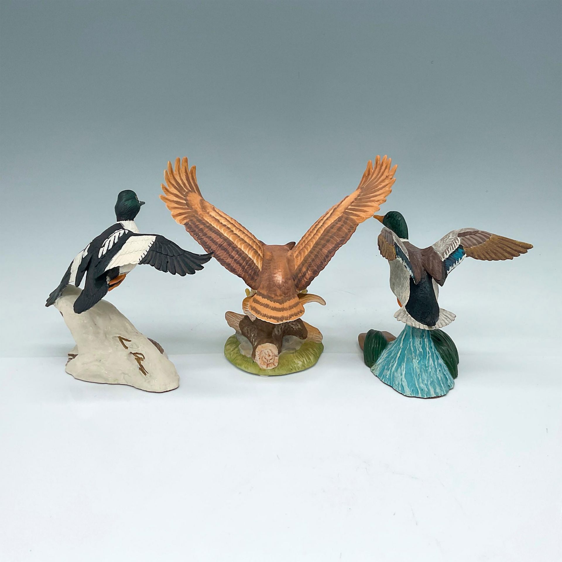 3pc Owl and Duck Resin and Ceramic Figurines - Bild 2 aus 4