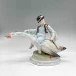 Herend Porcelain Figurine, Boy Riding Goose