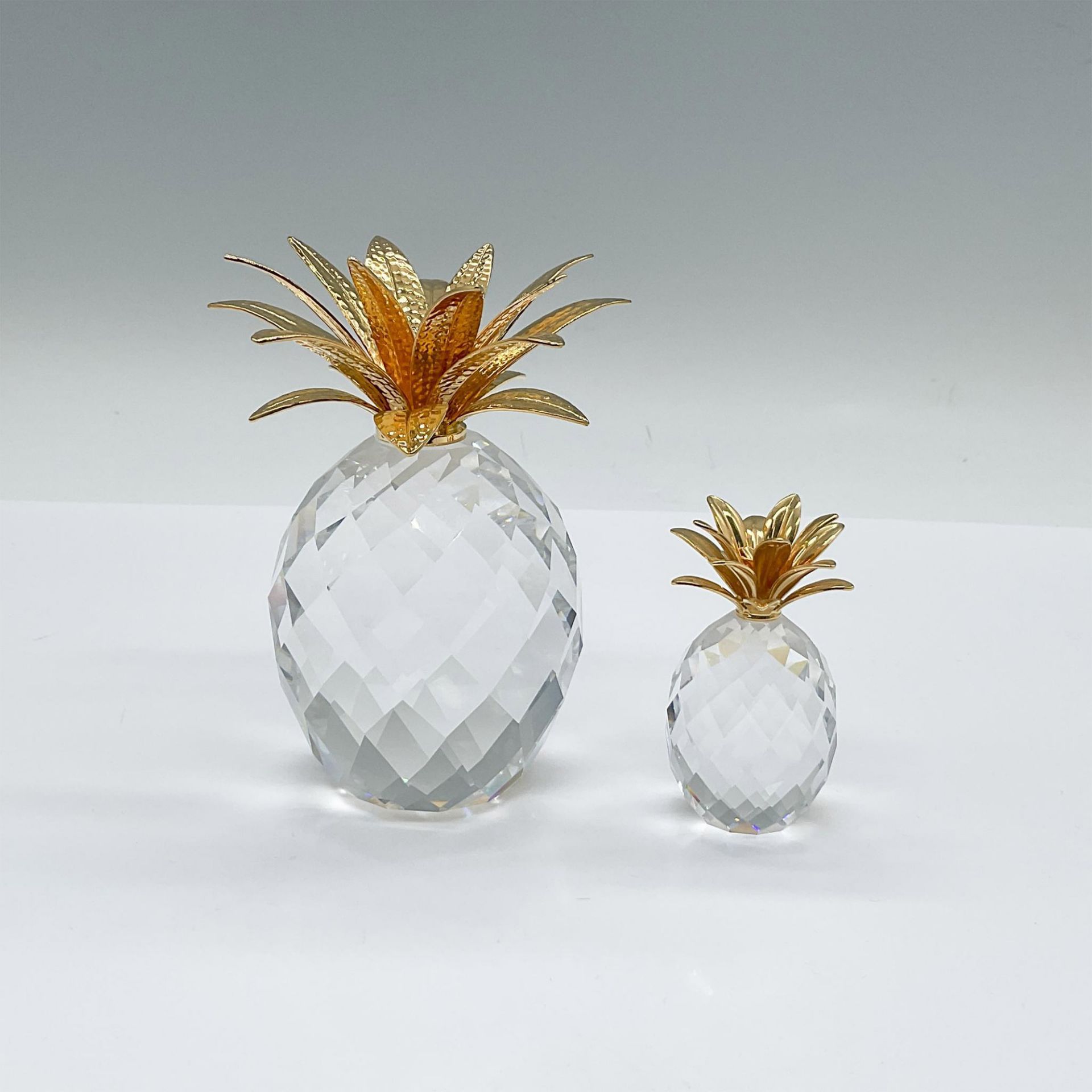2pc Swarovski Crystal Figurines, Large and Small Pineapple