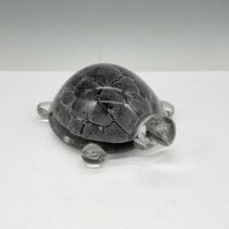 FM Ronneby Sweden Art Glass Turtle Paperweight, Signed