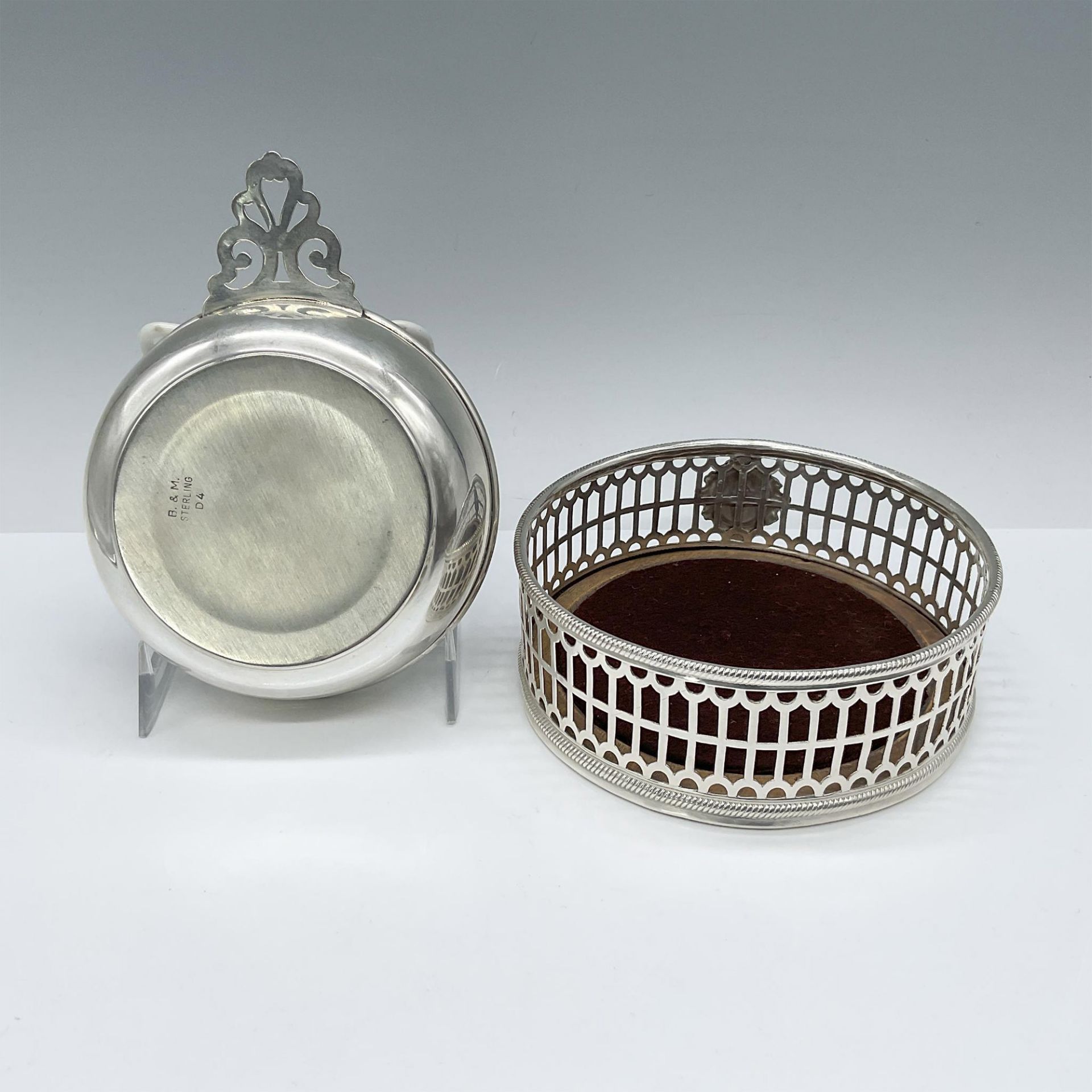 2pc Vintage Sterling Silver Wine Coaster and Tasting Cup - Image 2 of 4