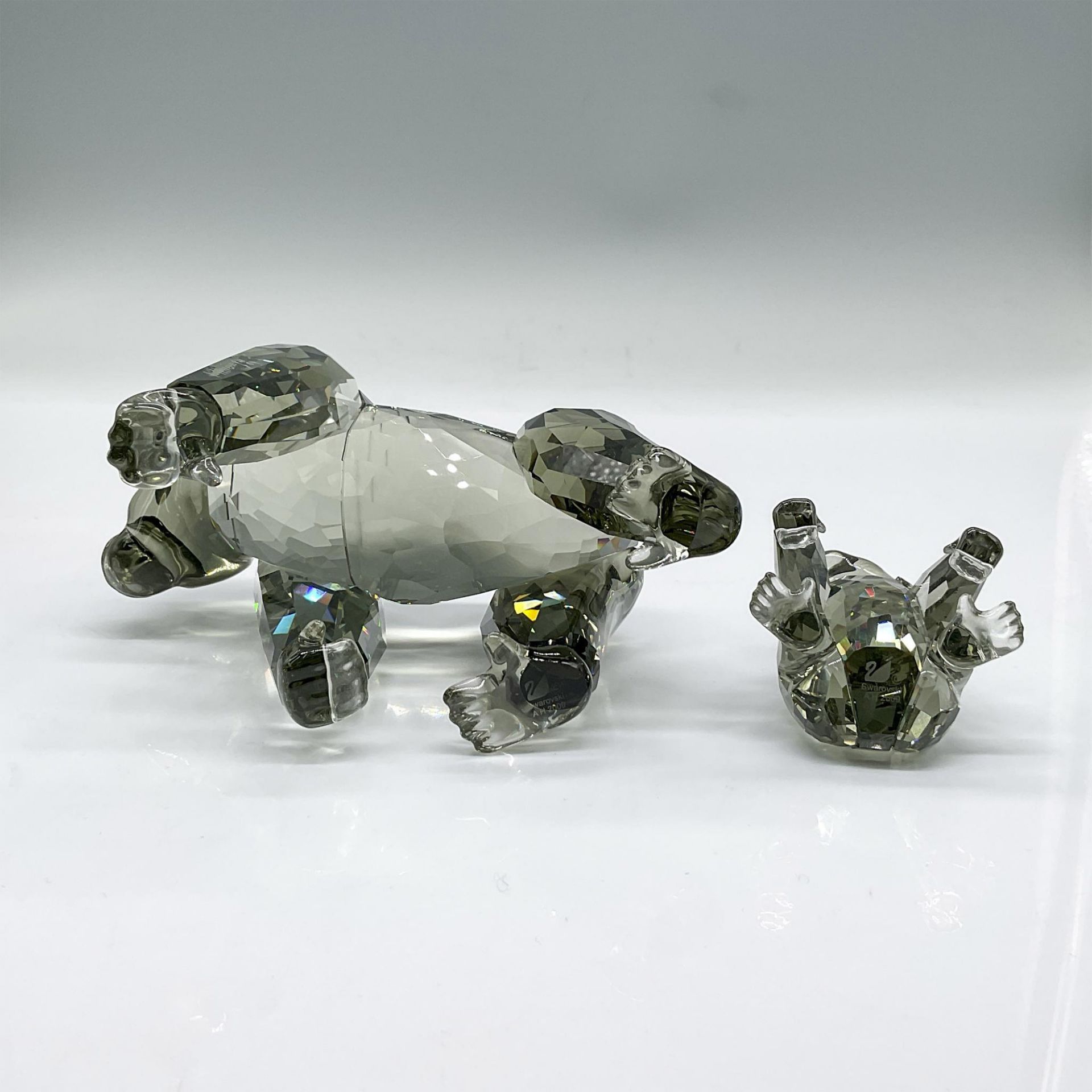 Swarovski Crystal Figurines, Mother Gorilla + Baby, Signed - Image 4 of 5