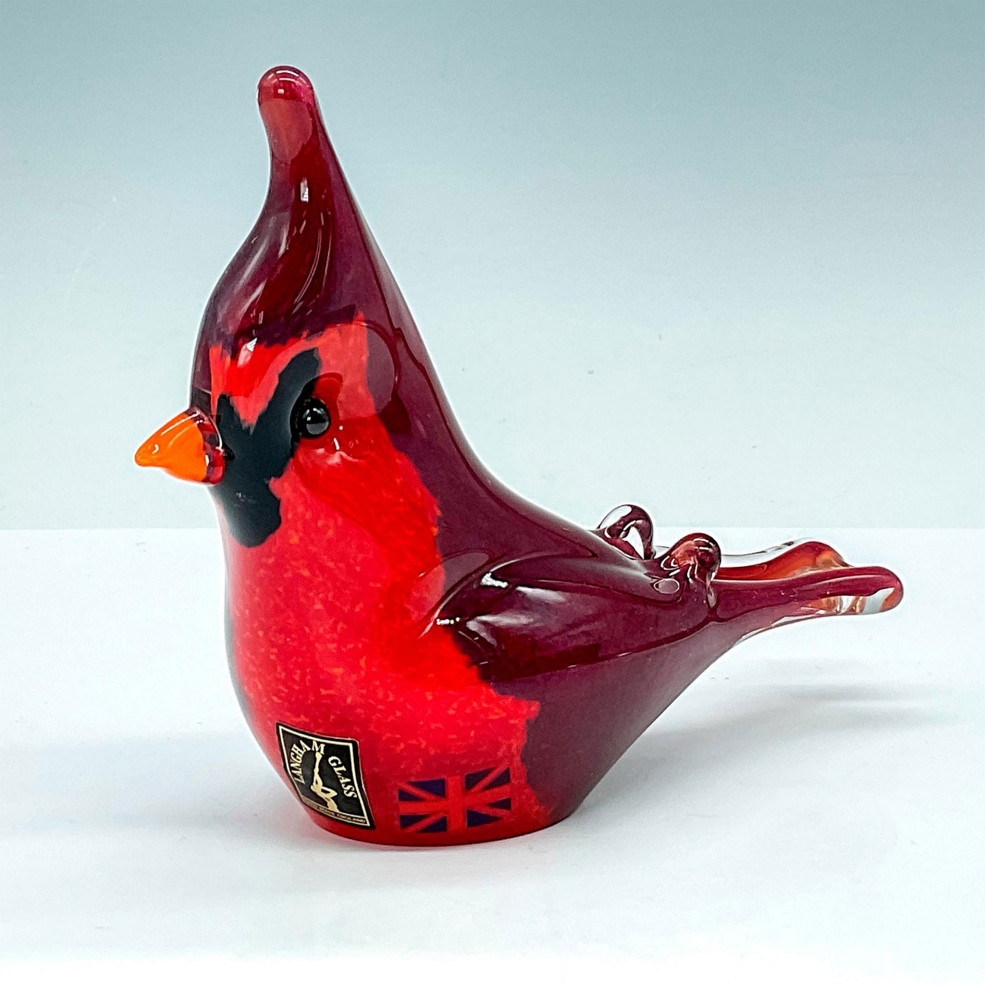 Langham Art Glass Bird Figurine, Red Cardinal