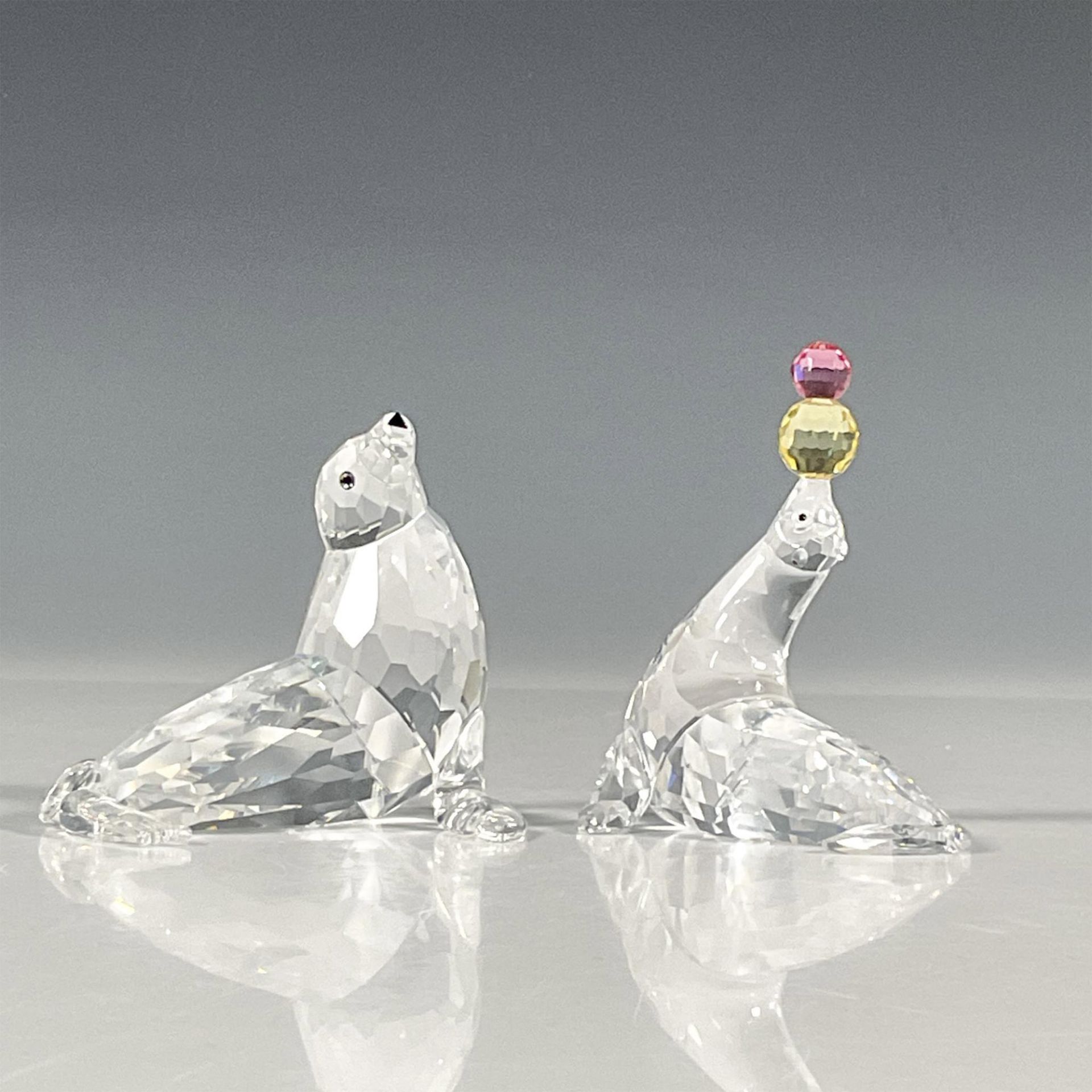 2pc Swarovski Silver Crystal Figurines, Seal and Sealion - Image 2 of 5