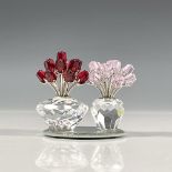 3pc Swarovski Crystal Figurines and Mirror Base, Roses