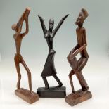 3pc African Wooden Musicians + Dancer Figurines