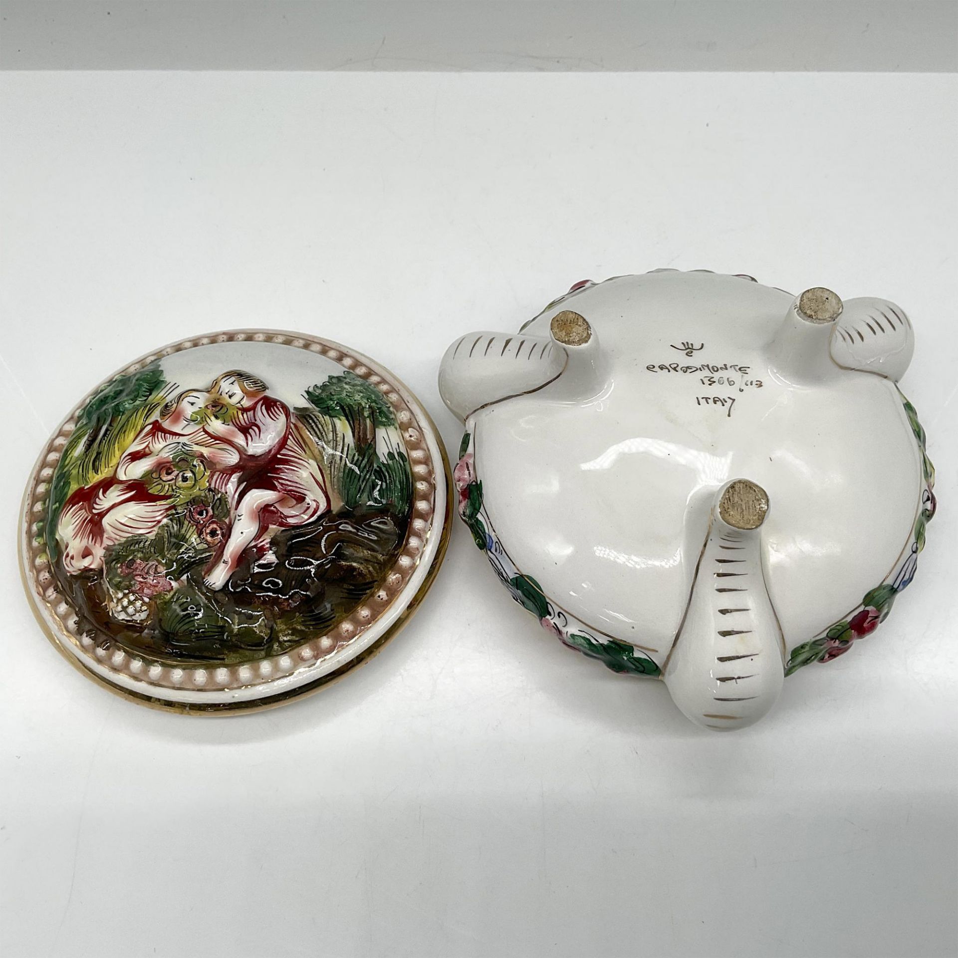 Capodimonte Porcelain Footed Covered Dish - Bild 3 aus 3
