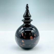 Murano Art Glass Perfume Bottle, Black and Copper