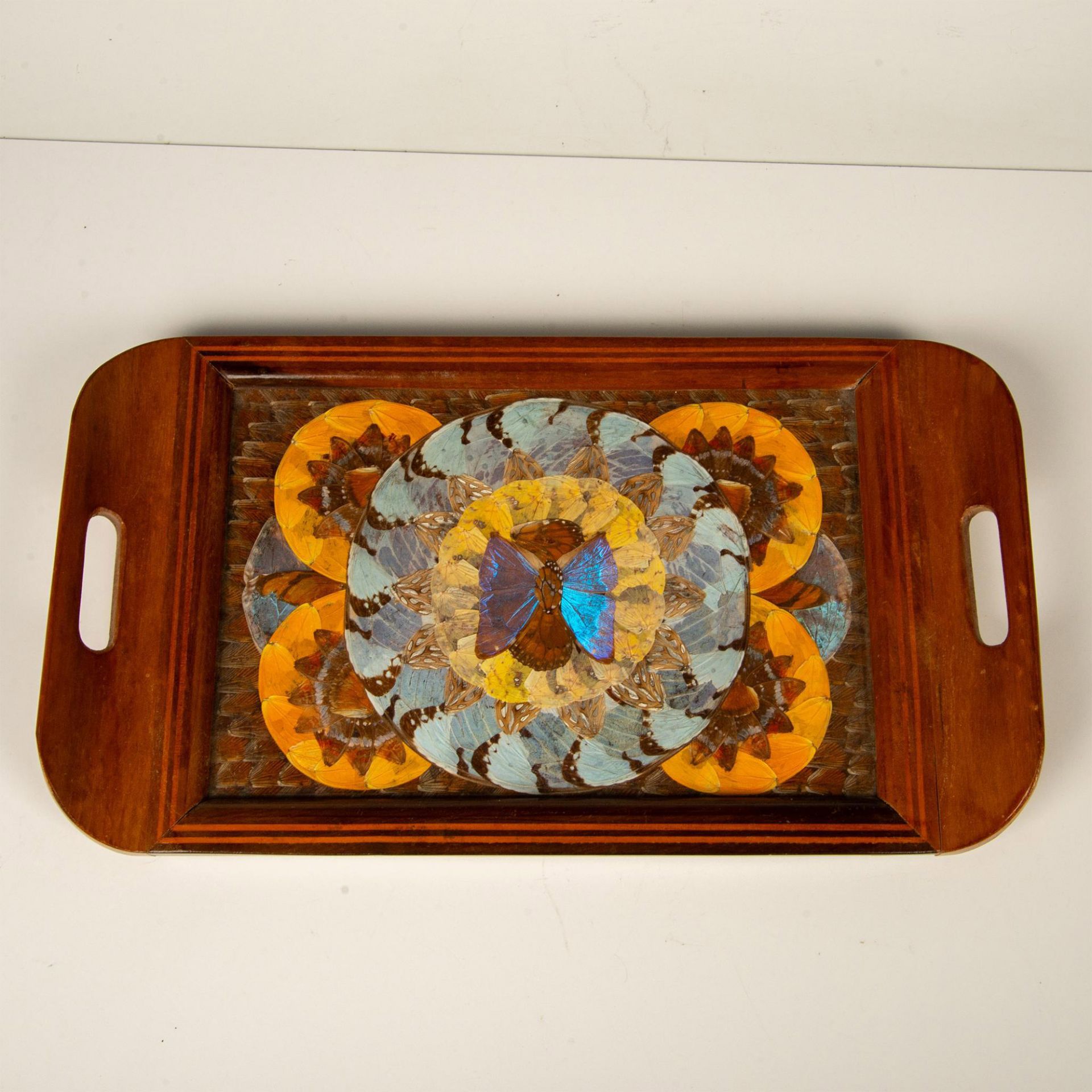 Butterfly Wing Art Inlaid Wood Tray - Image 2 of 3