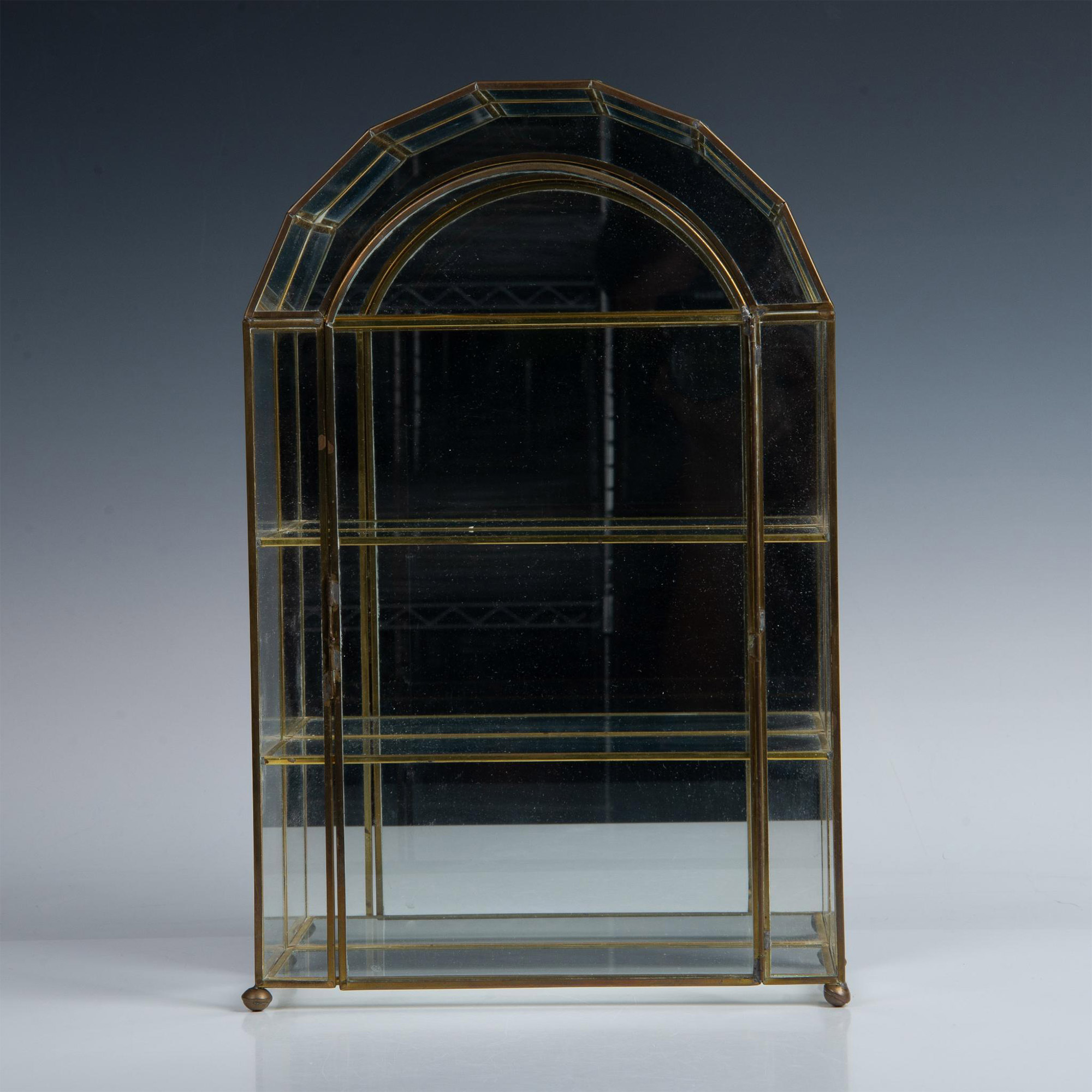 Mirrored Brass and Glass Display Case