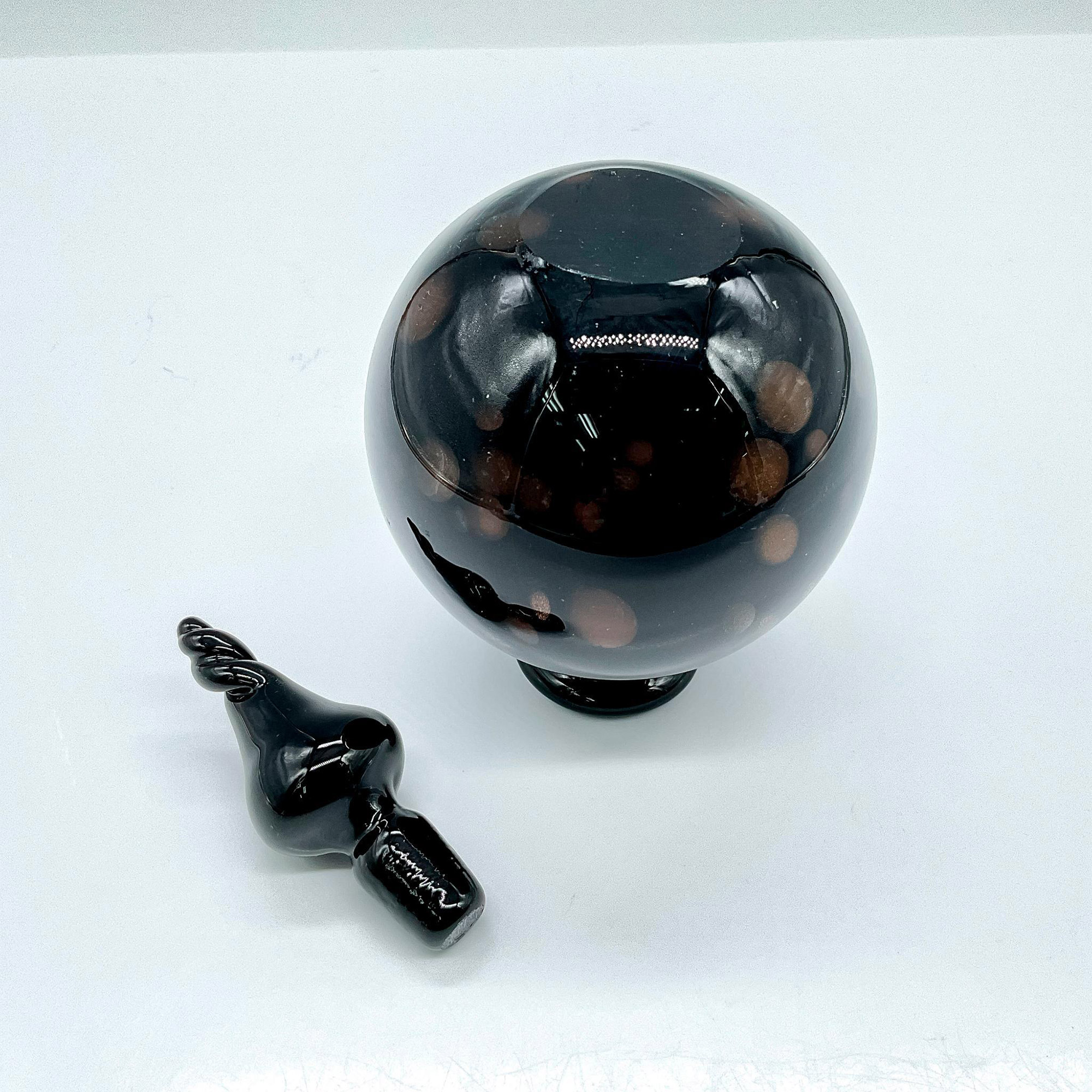 Murano Art Glass Perfume Bottle, Black and Copper - Image 3 of 3