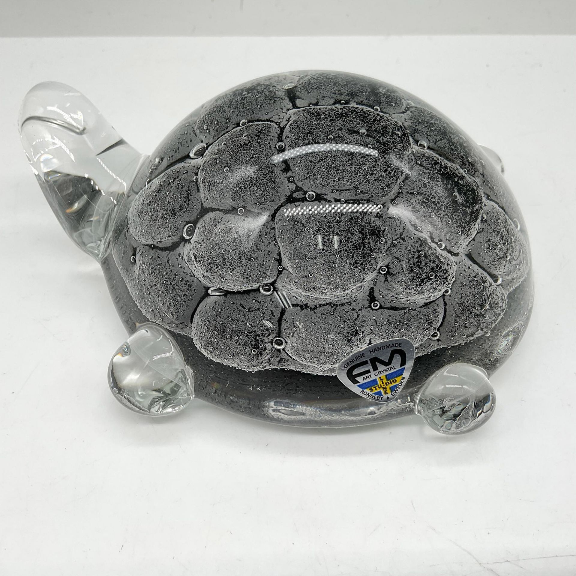 FM Ronneby Sweden Art Glass Turtle Paperweight, Signed - Image 3 of 4