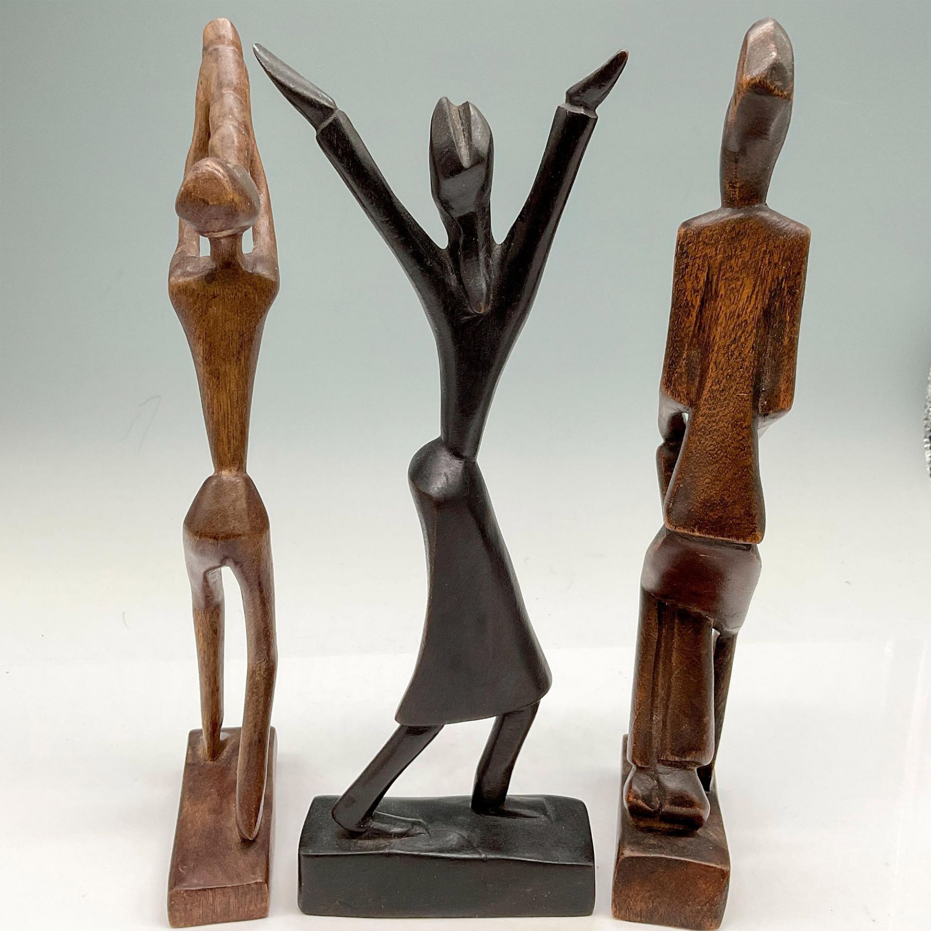 3pc African Wooden Musicians + Dancer Figurines - Image 2 of 3
