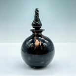 Murano Art Glass Perfume Bottle, Black and Copper