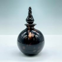 Murano Art Glass Perfume Bottle, Black and Copper