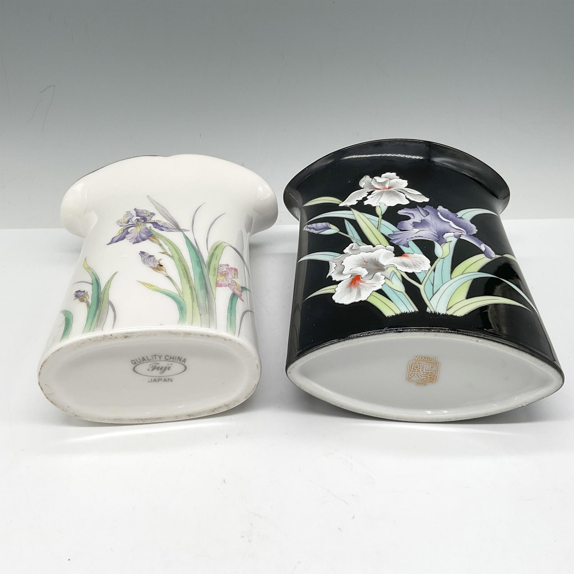 2pc Fuji and Yamaji Porcelain Vases, Iris - Image 4 of 4