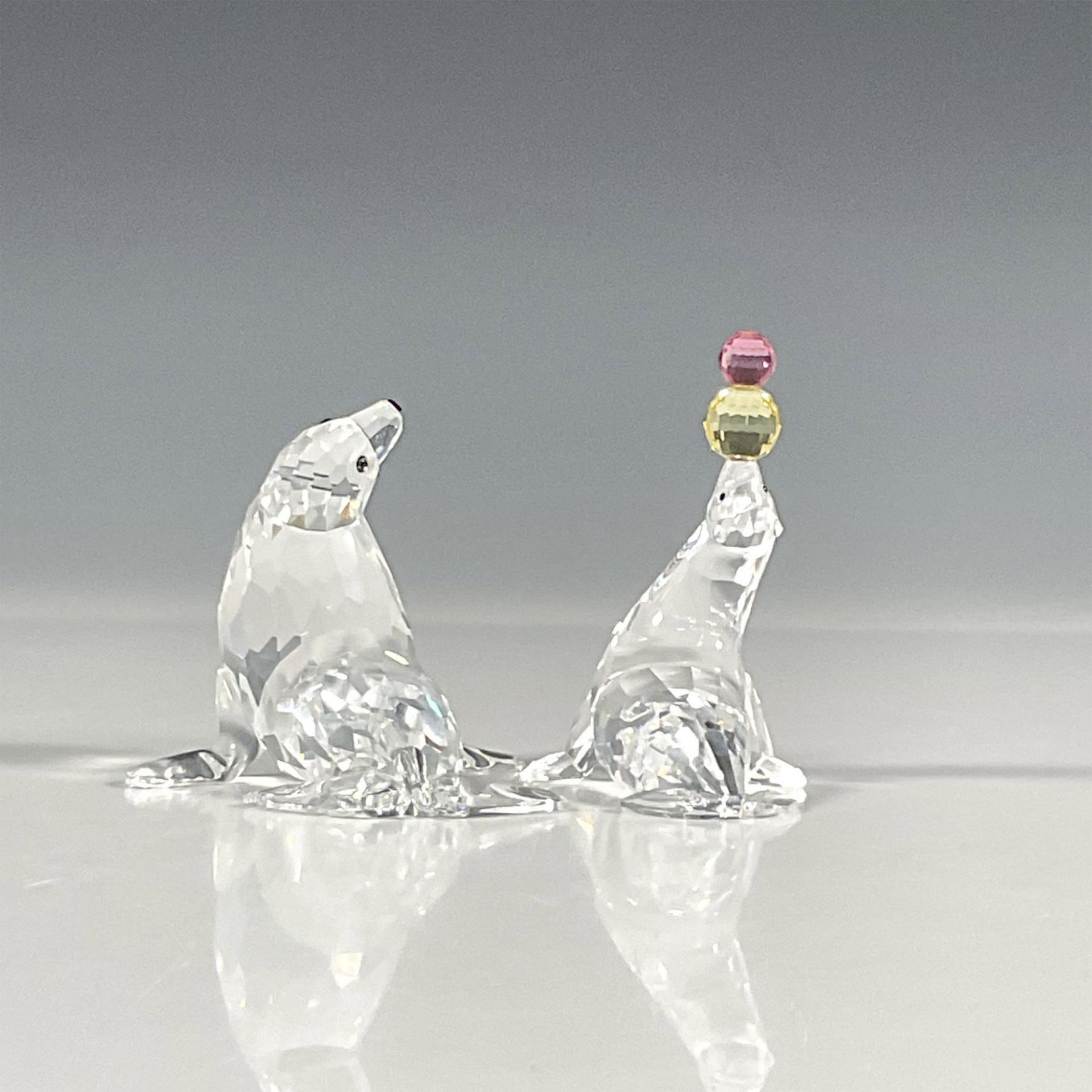 2pc Swarovski Silver Crystal Figurines, Seal and Sealion - Image 4 of 5