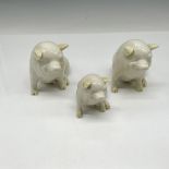 3pc Vintage Belleek Porcelain Figurines, Pigs