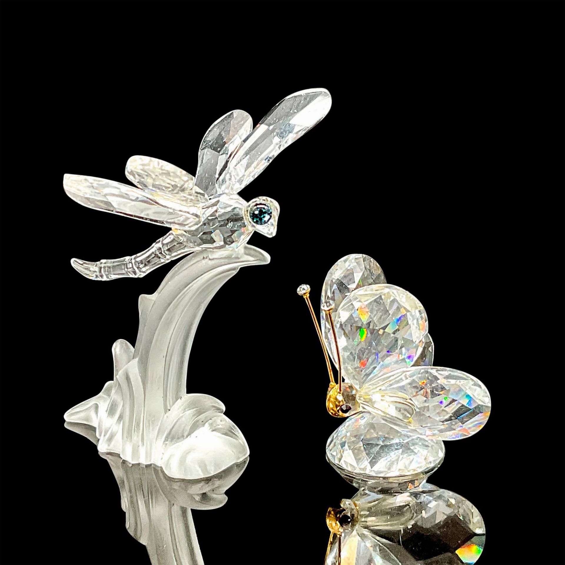 2pc Swarovski Crystal Figurine, Butterfly & Dragonfly