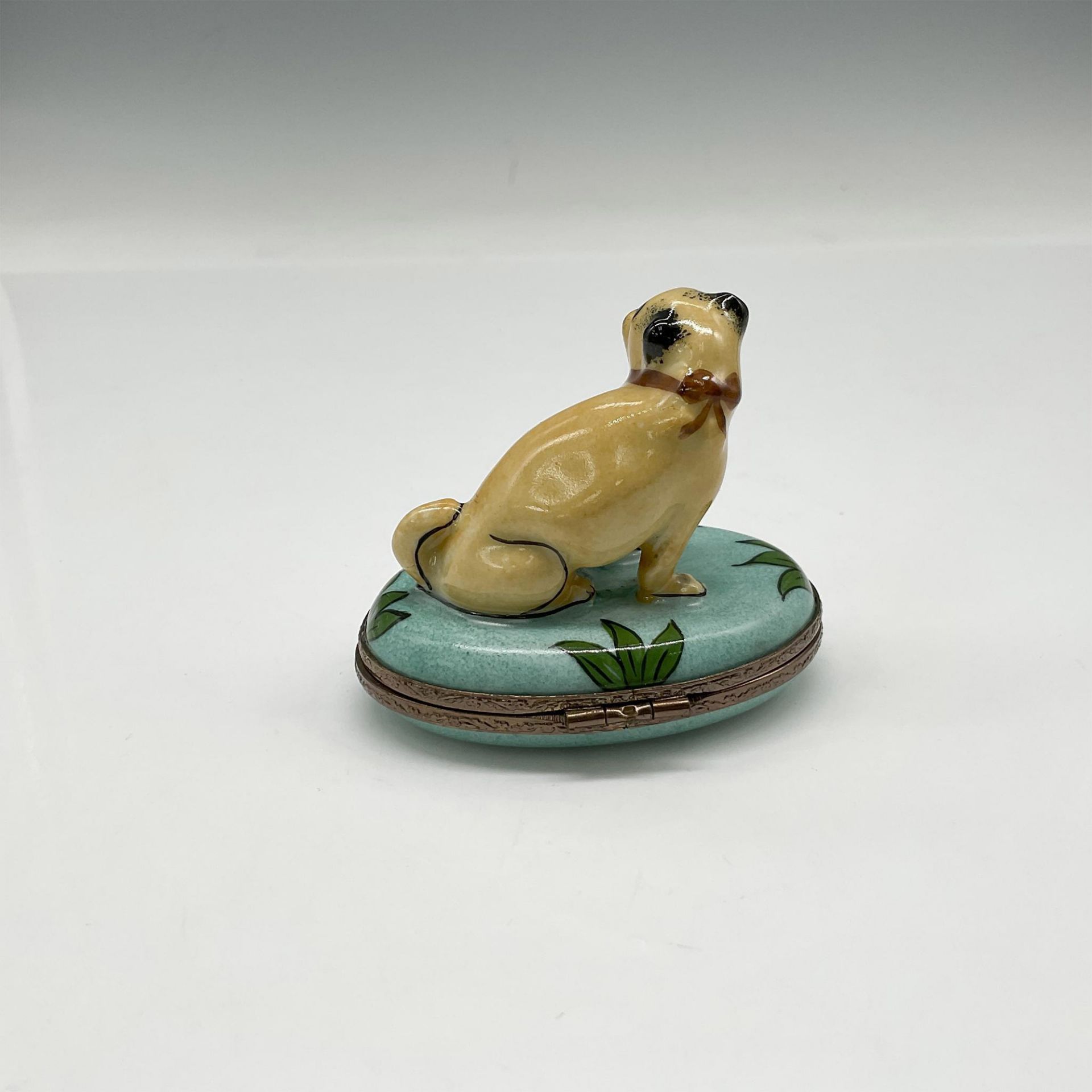 Limoges Peint Main Porcelain Pug Dog Keepsake Box - Bild 2 aus 4