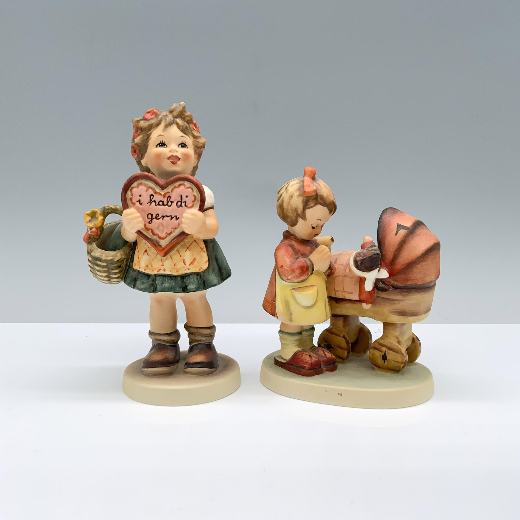 2pc Goebel Hummel Figurine, Valentine Girl and Doll Mother