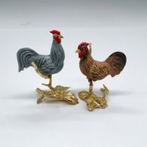 2pc Miniature Boehm Porcelain Birds on Gold Gilded Base