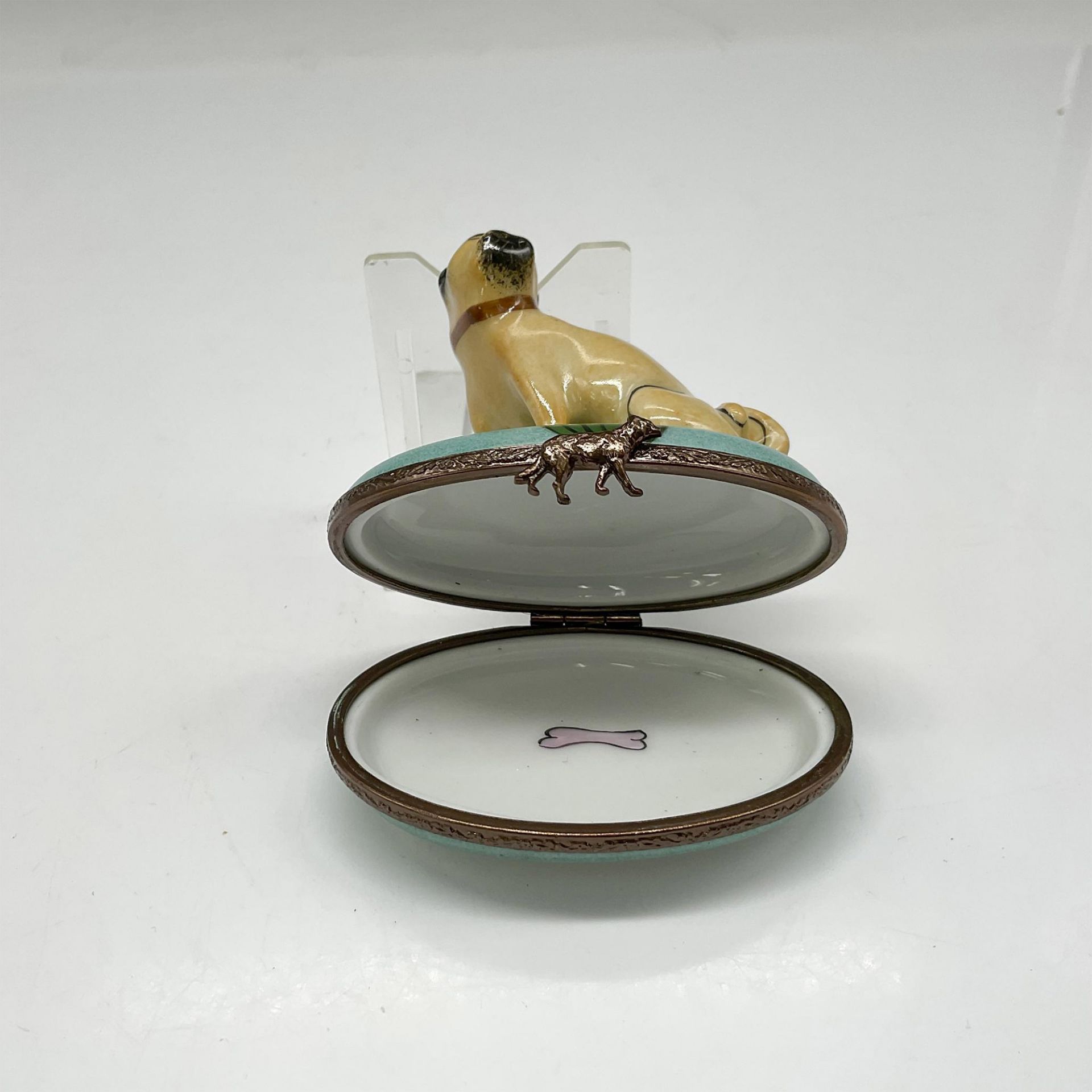Limoges Peint Main Porcelain Pug Dog Keepsake Box - Bild 3 aus 4
