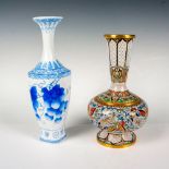 2pc Vases, Cloisonne and Blue White Vase