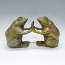 Pair of Vintage Brass Frog Bookends