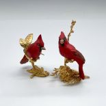 2pc Miniature Boehm Porcelain Birds on Gold Gilded Base