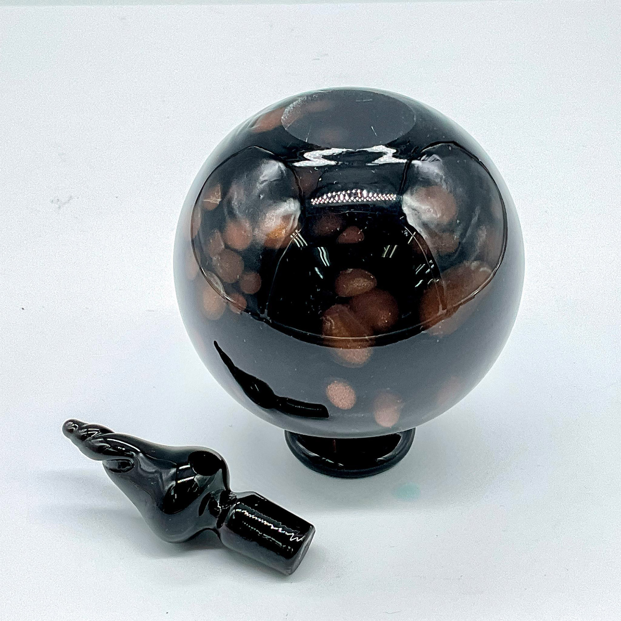 Murano Art Glass Perfume Bottle, Black and Copper - Bild 3 aus 3