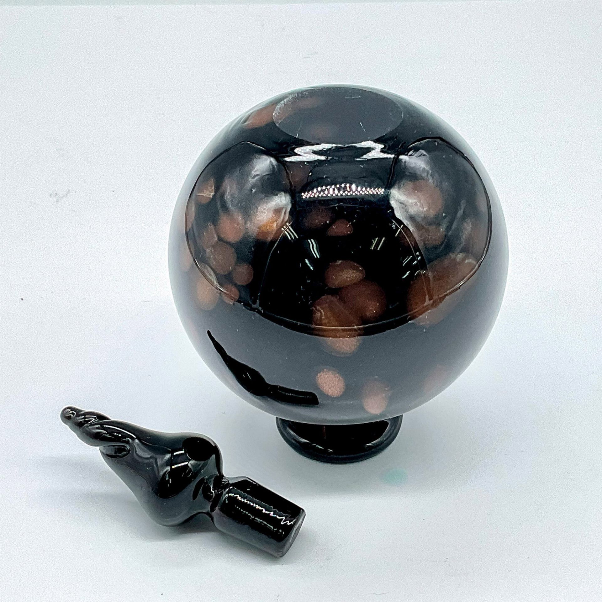 Murano Art Glass Perfume Bottle, Black and Copper - Image 3 of 3