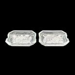 Pair of Vintage Glass Ashtrays, Roses