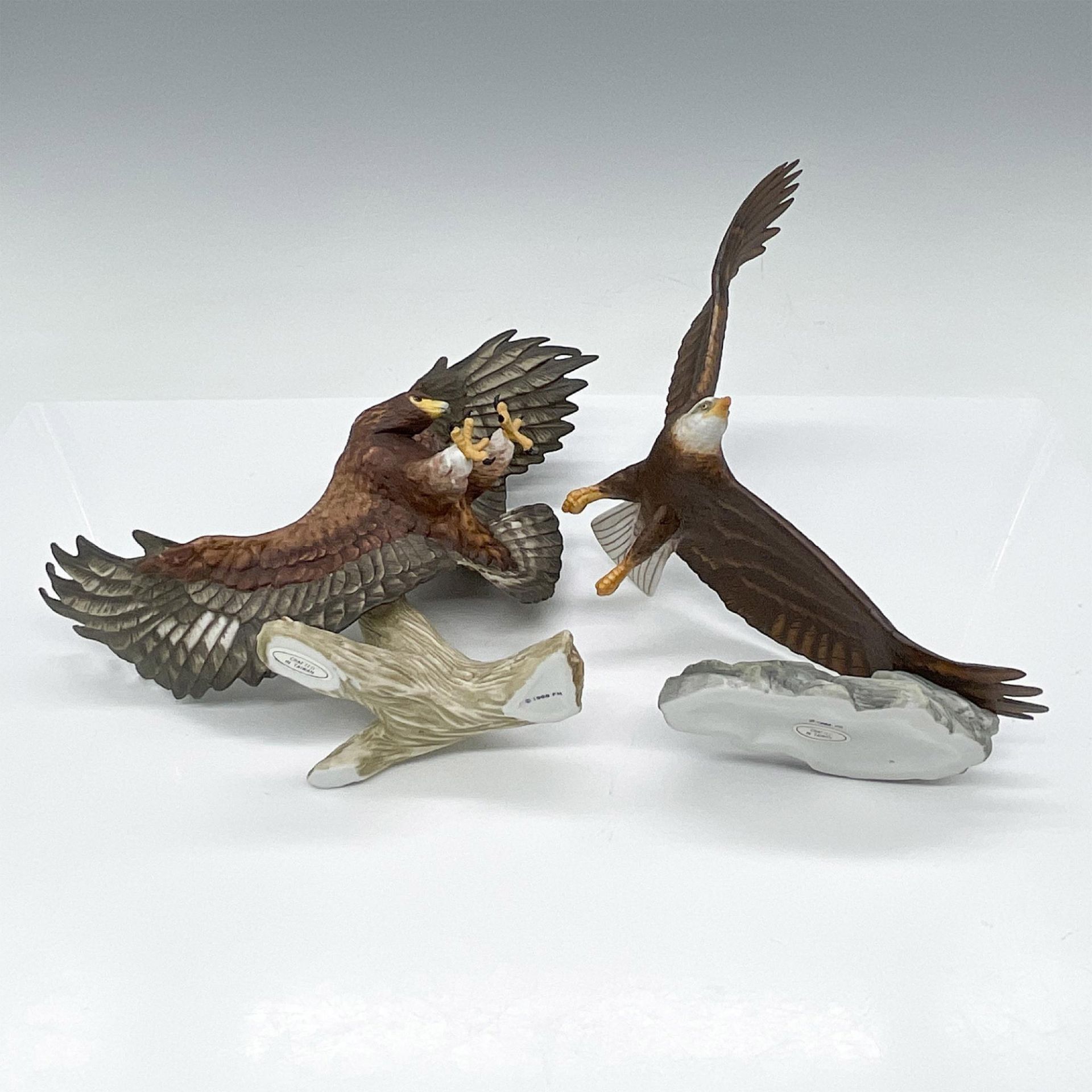 2pc Franklin Mint Noble Bird Figurines, Eagles - Image 3 of 4