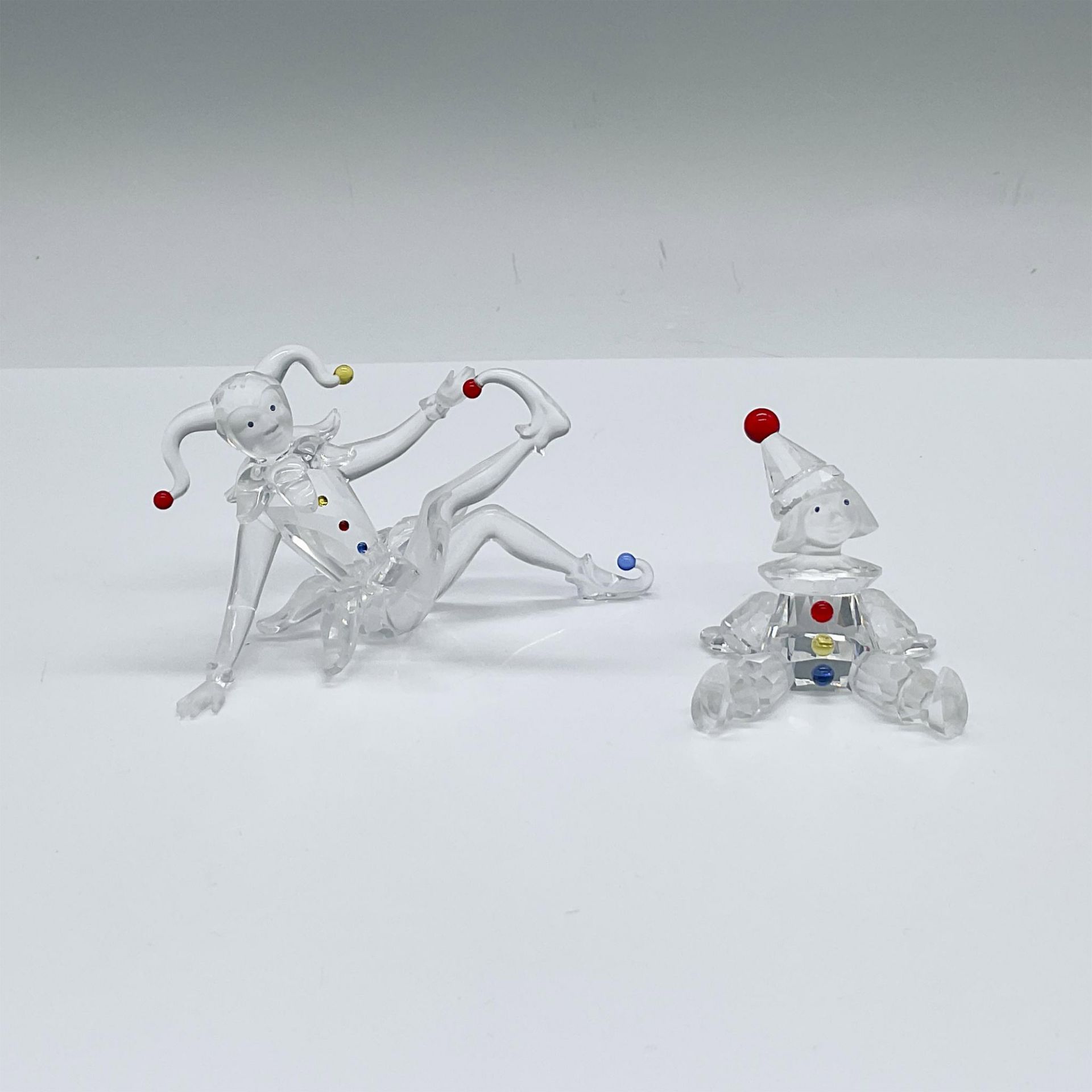 2pc Swarovski Crystal Figurines, Jester and Puppet