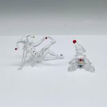 2pc Swarovski Crystal Figurines, Jester and Puppet