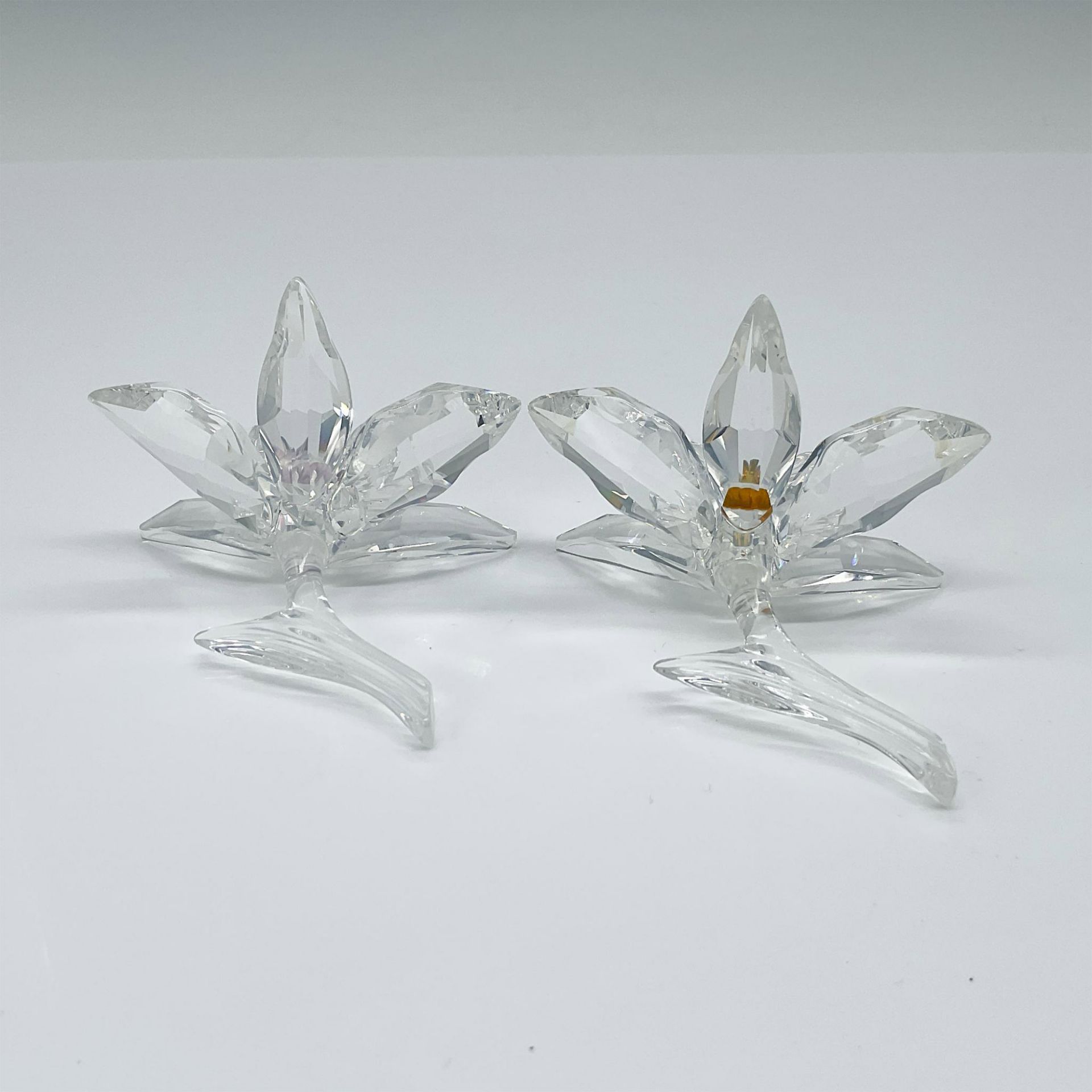 2pc Swarovski Crystal Orchid Paperweights, Pink & Yellow - Bild 2 aus 3