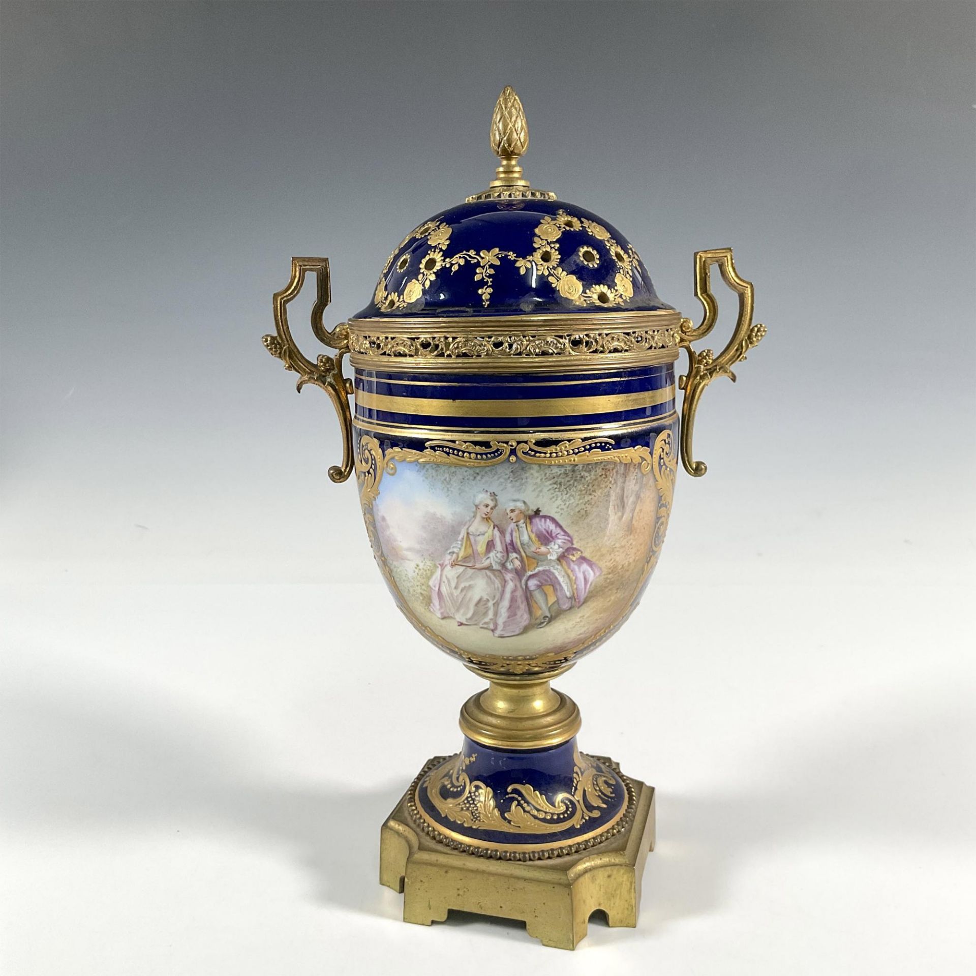 Sevres Porcelain and Bronze Mounted Vase with Lid