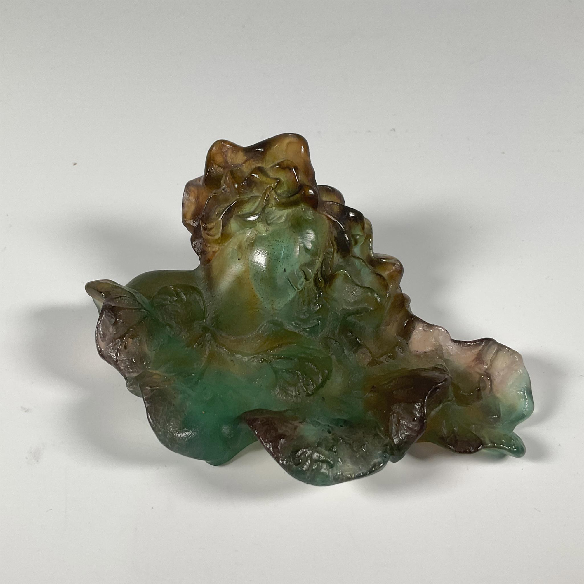 Daum Art Glass Pate De Verre Bacchus Dish