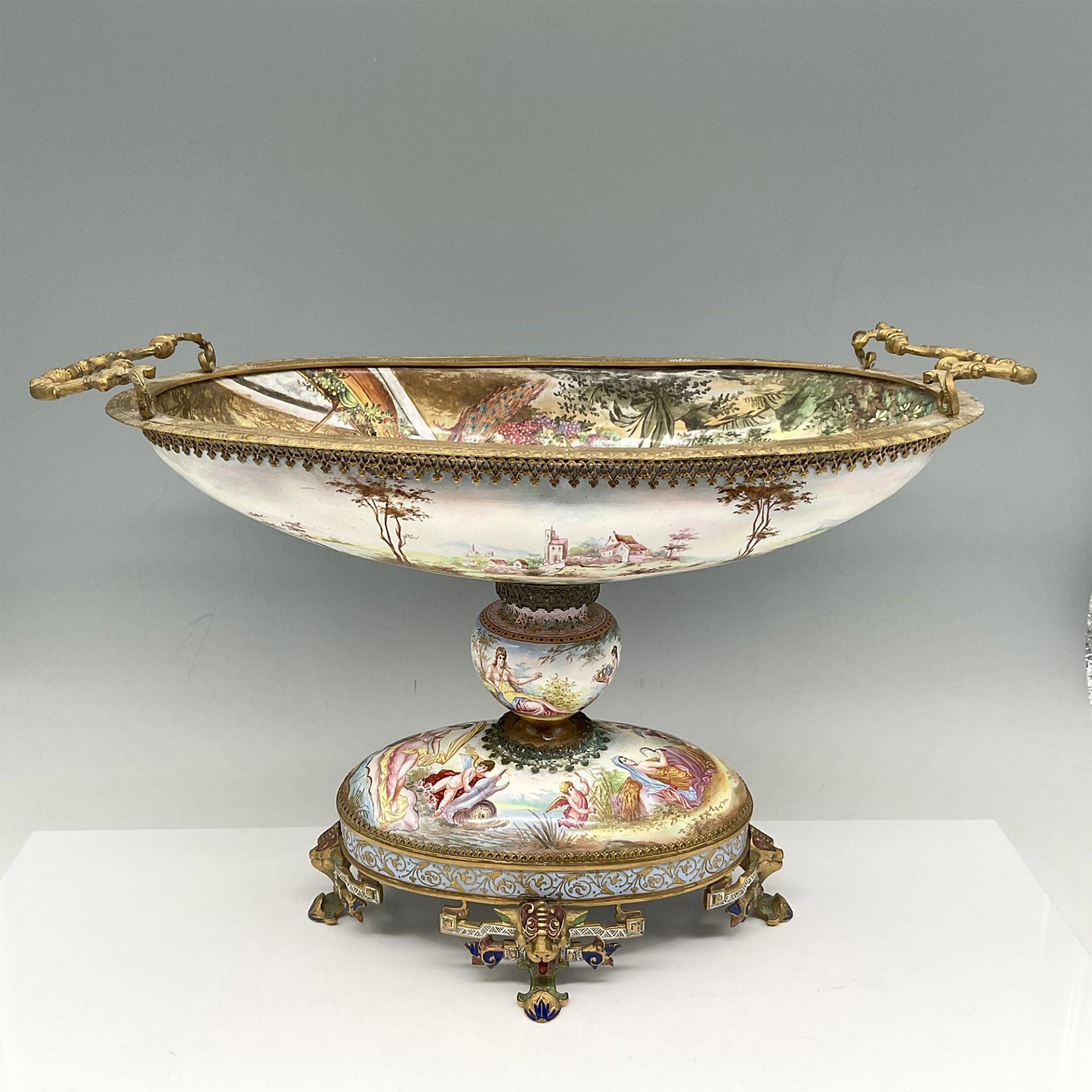 French Sevres Gilt Bronze Pedestal Centerpiece Bowl - Image 3 of 4