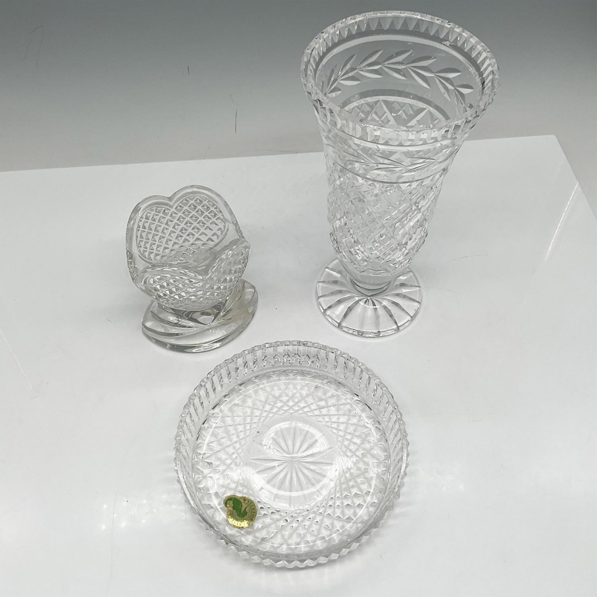 3pc Waterford Crystal Vase, Coin Dish & Votive - Image 2 of 3