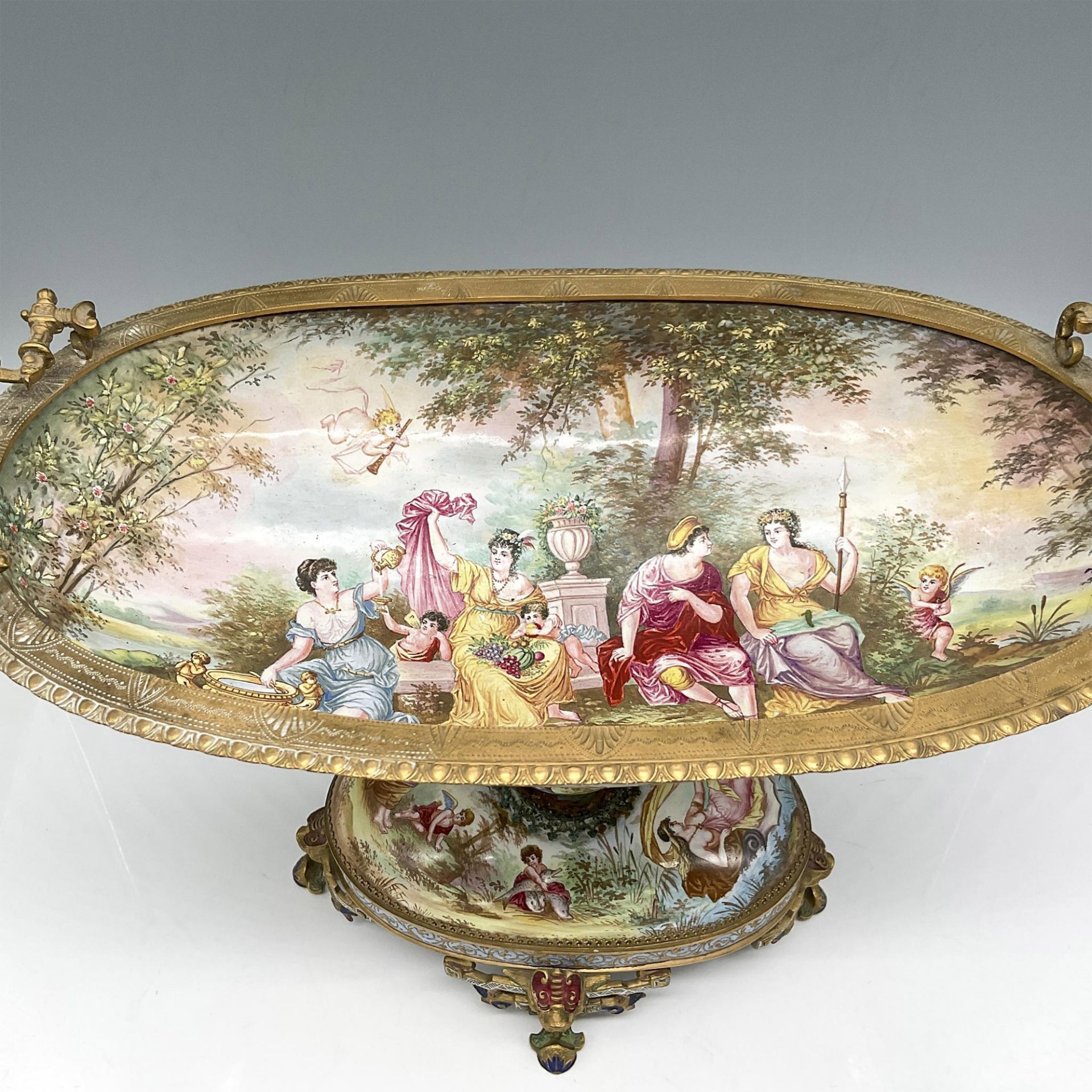 French Sevres Gilt Bronze Pedestal Centerpiece Bowl - Image 2 of 4